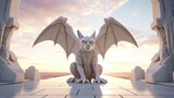 realistic gargoyle on a white marble building