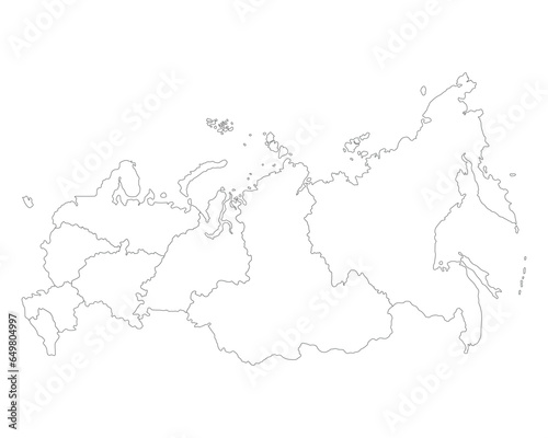 Russia map in white color. Map of Russia in administrative regions. 