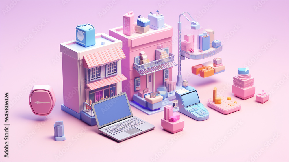 3d of shopping concept.Business concept.Generative AI 3d of shopping concept.Business concept.Generative AI