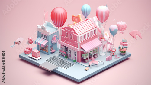 3d of shopping concept.Business concept.Generative AI