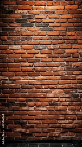 Brick wall with cracks, vertical frame, poster retro background.
