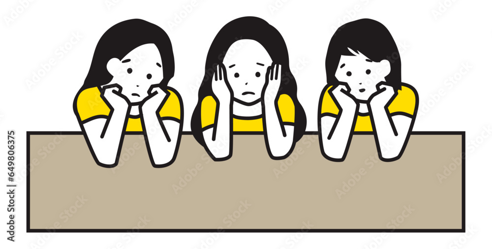 Naklejka premium Illustration of three troubled women background ver.