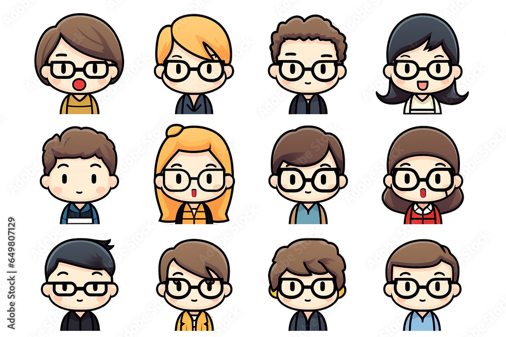 Set of student and teacher icons