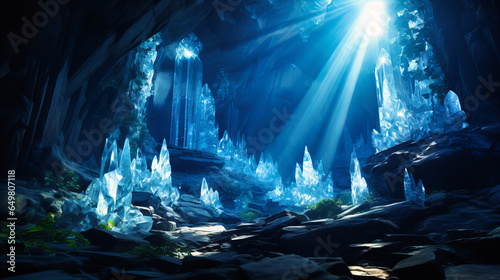 Crystal Caves Reflecting Ethereal Light, Nature's Subterranean Chandeliers photo