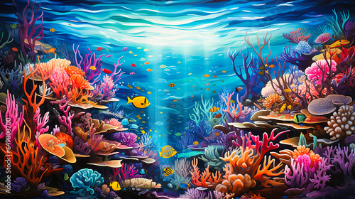 Vibrant Coral Reefs Teeming with Life, Nature's Underwater Tapestry,