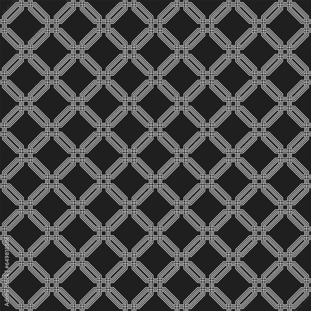 Geometric abstract vector octagonal background. Geometric abstract ornament. Seamless modern dark black and white pattern