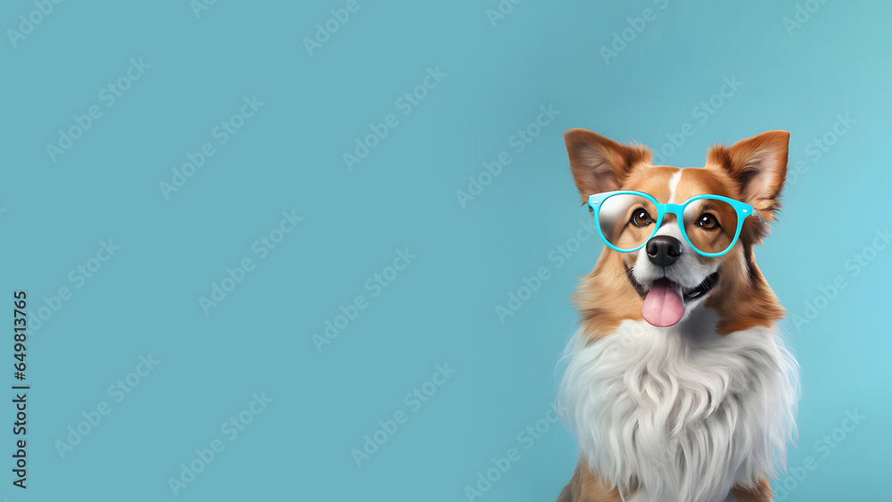 Dog or puppy isolated in blue background