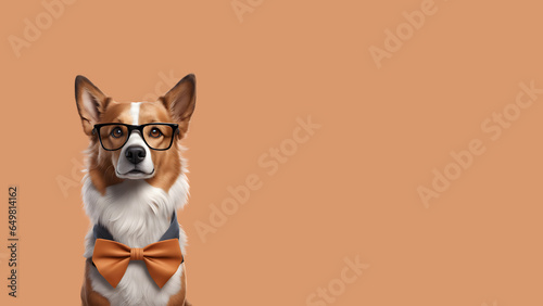 Dog or puppy isolated in orange background
