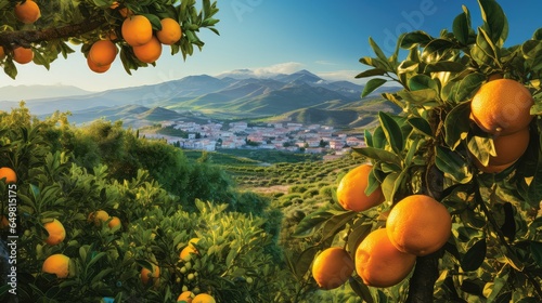 orange sicilian citrus orchards illustration mediterranean sicily, italian season, harvest rural orange sicilian citrus orchards
