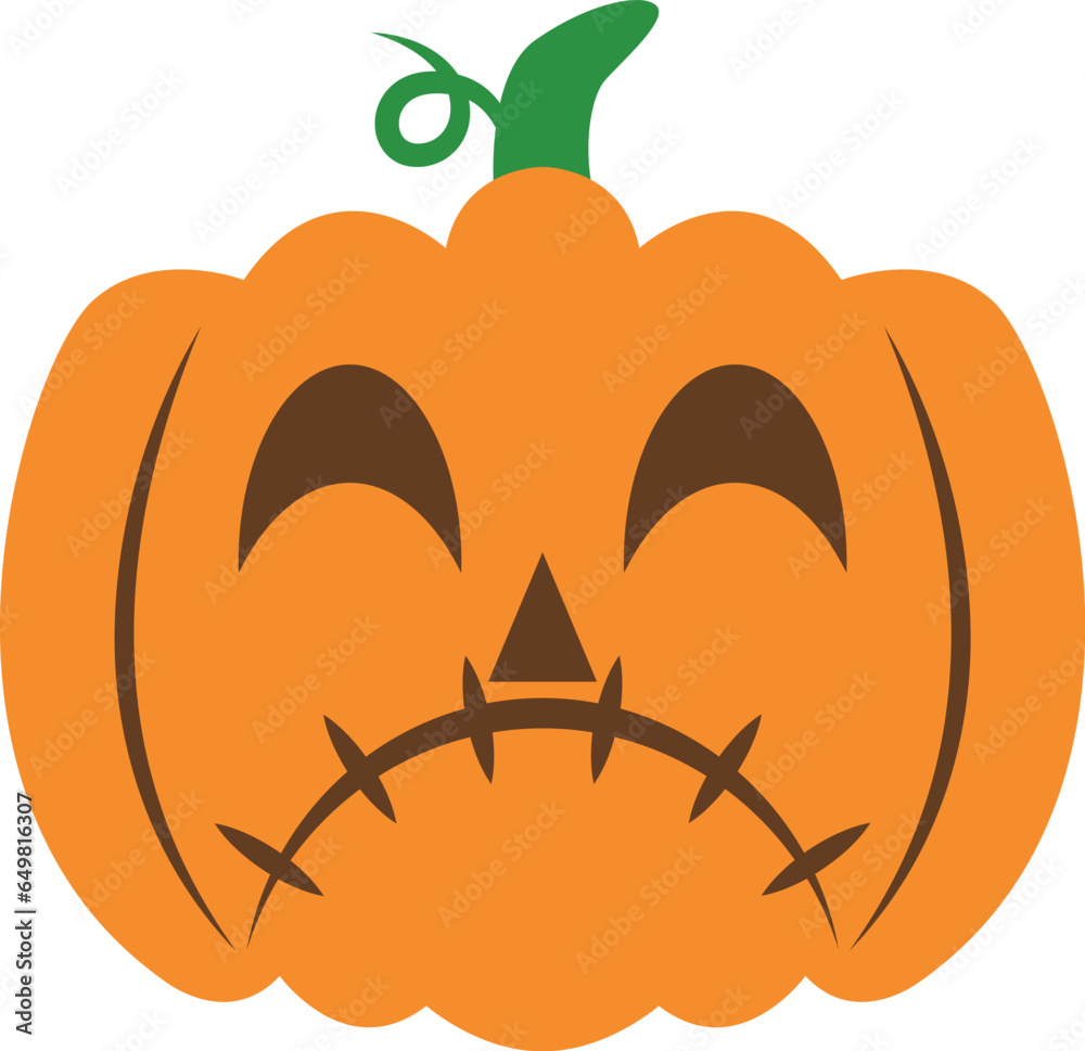 Naklejka premium Creepy orange halloween pumpkin vector icon