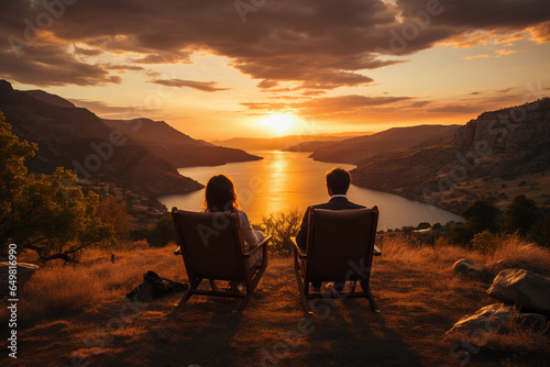 a couple looking at a gorgeous view on vacation