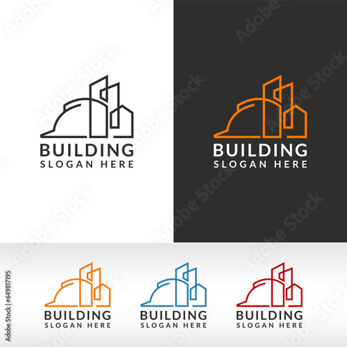 contraction building logo concept logo design vector