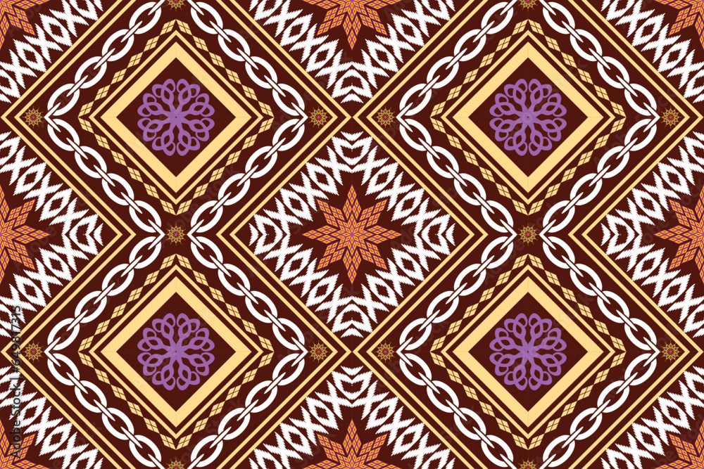 Geometric ethnic aztec embroidery style.Figure ikat oriental traditional art pattern.Design for ethnic background,wallpaper,fashion,clothing,wrapping,fabric,element,sarong,graphic,vector illustration.