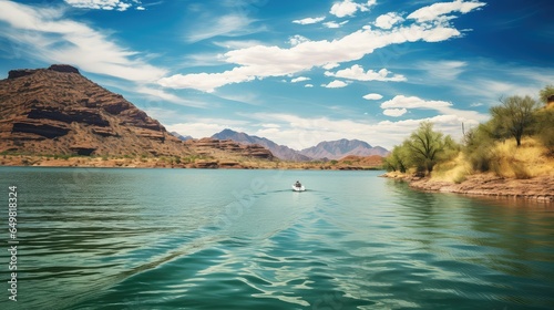 Fototapeta Naklejka Na Ścianę i Meble -  nature canyon lake reservoir illustration sky vacation, river boat, tourism landmark nature canyon lake reservoir