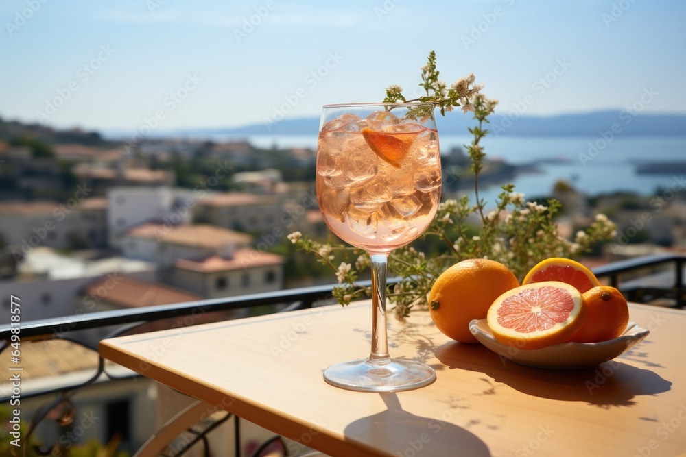 Refreshing shot of a tangy grapefruit spritz