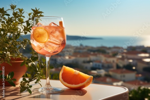 Refreshing shot of a tangy grapefruit spritz