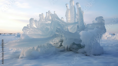 snow arctic ice sculptures illustration winter travel, cold sculpture, blue sea snow arctic ice sculptures