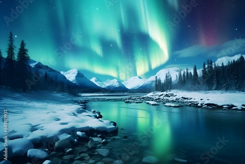 Aurora and snowflake Landscape