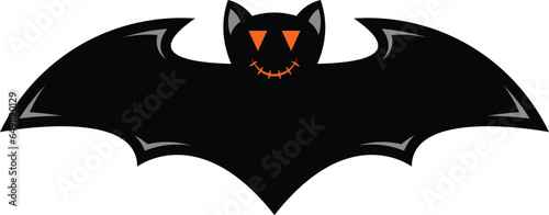 Scary black halloween bat vector icon