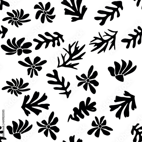 Trendy floral seamless pattern inspired by, black and white floral pattern