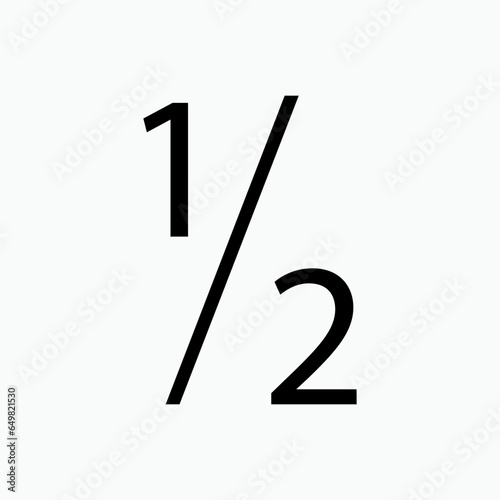 Fraction Icon. Format Numbers One Per Two, Mathematics Element Symbol. photo