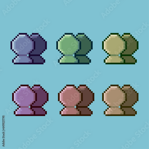 Pixel art sets of profile with variation color item asset. simple bits of friend profile on pixelated style 8bits perfect for game asset or design asset element for your game design asset