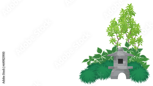 小さい灯籠のある風景のフレーム_16:9