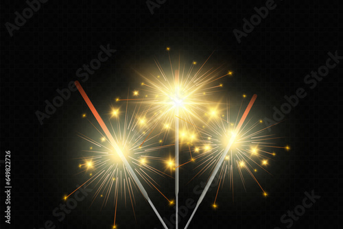 	
Magical light. Sparkler. Candle sparkling on the background. Realistic vector light effect. Winter, seasonal christmas decoration illustration.	
