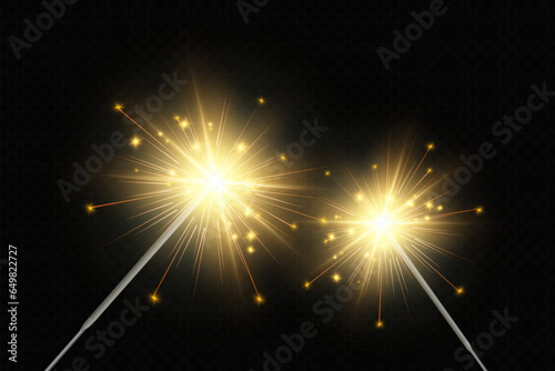 	
Magical light. Sparkler. Candle sparkling on the background. Realistic vector light effect. Winter, seasonal christmas decoration illustration.	
