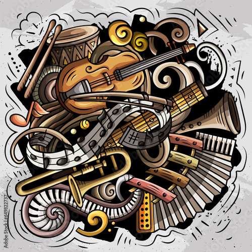 Cartoon vector doodles Classic music illustration