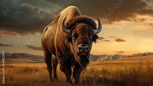 buffalo prairie bison majestic illustration animal wyoming, park mammal, horns bull buffalo prairie bison majestic