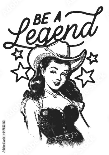 Western Southern American Country Cowboy and Cowgirl Vintage Illustration with a Funny and Humorous Phrase and Saying
