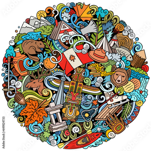 Canada cartoon doodle illustration. Funny Canadian design.