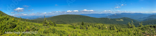 Mountain landscape with forest in the Carpathian mountains of Ukraine.