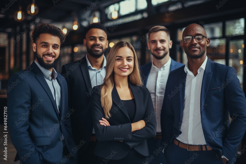 a team of business men and women stood together, a team of business men and women stood together,