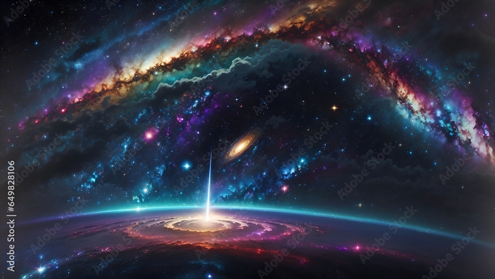 Obraz premium a stunning and captivating desktop background featuring a vibrant galaxy scene.