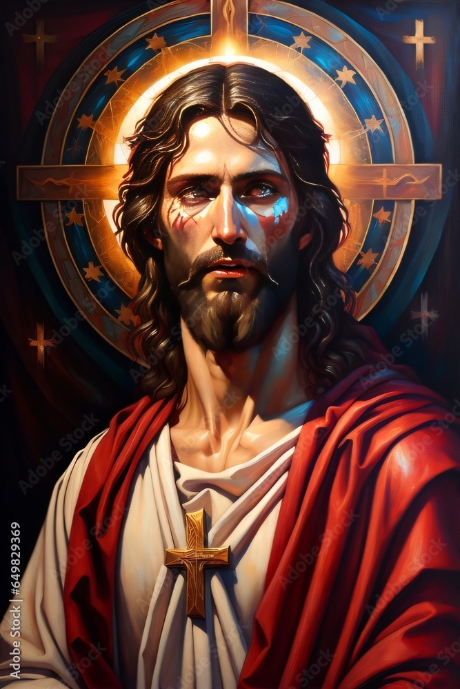 Naklejka premium Illustration of Jesus Christ made with Generative AI 