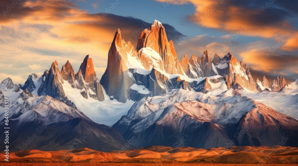patagonia patagonian peaks dramatic illustration chile del, paine south, america autumn patagonia patagonian peaks dramatic - obrazy, fototapety, plakaty 
