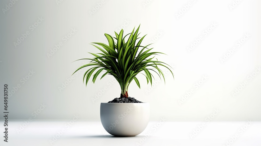 White Pot Modern Plant white background, minimal, generative ai