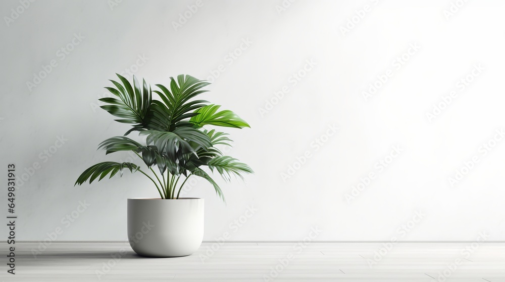 White Pot Modern Plant white background, minimal, generative ai