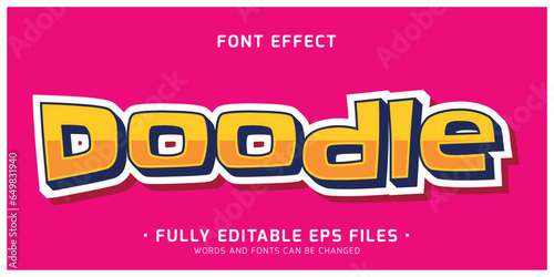 Doodle kawaii cute editable vector text effect