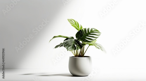 White Pot Modern Plant white background, minimal, generative ai © Deep Ai Generation