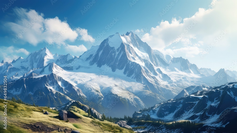 sky Mont Blanc Majesty illustration snow mountain, blue view, landscape mountains sky Mont Blanc Majesty