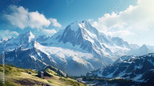 sky Mont Blanc Majesty illustration snow mountain  blue view  landscape mountains sky Mont Blanc Majesty