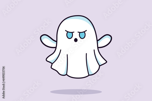 Magic scary spirits with different emotions and face expressions. Cute funny happy ghosts concept. Colored flat vector illustration isolated. 