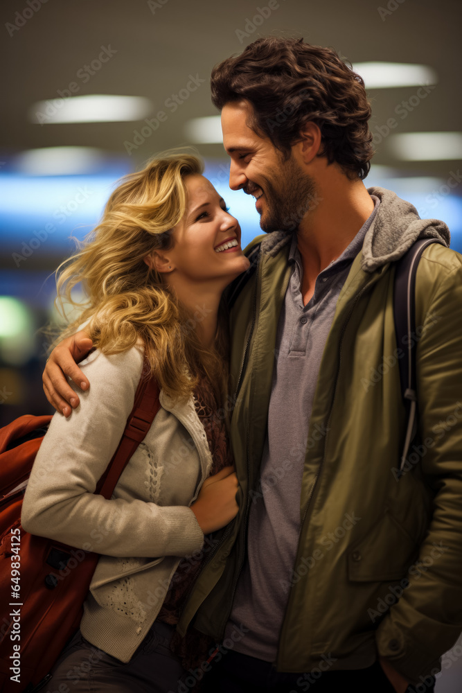 Emotion-filled airport farewell candid background with empty space for text Emotion-filled airport farewell candid background with empty space for text