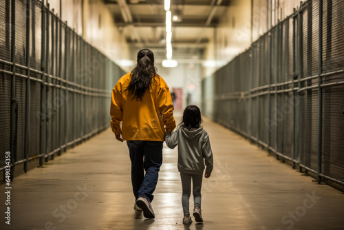 Resilient faces reflecting hope amidst despair in immigration detention centers  photo