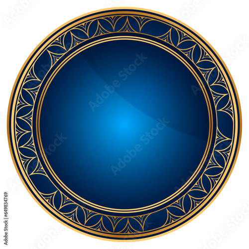 Golden circle frame text box with gold award ribbon icon anniversary badge