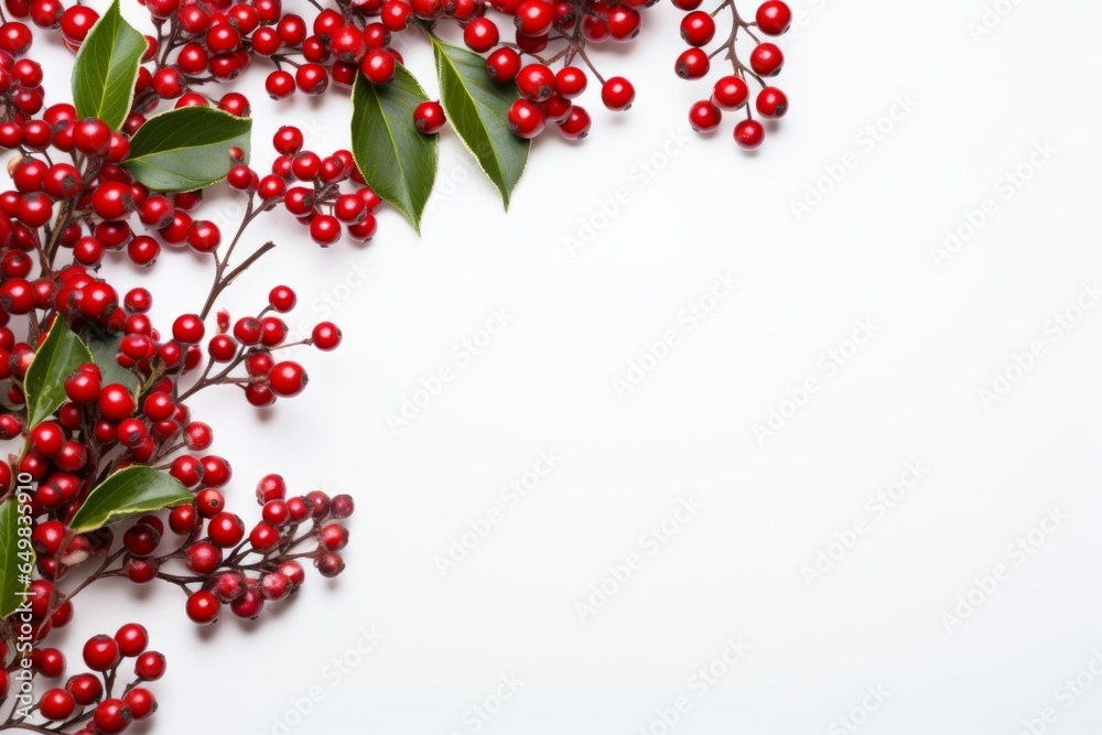 Red mistletoe on white background, Christmas theme Red mistletoe on white background, Christmas theme