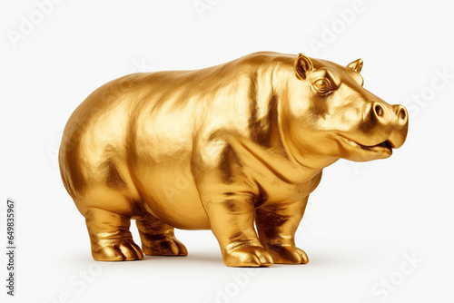 gold hippo on a white background